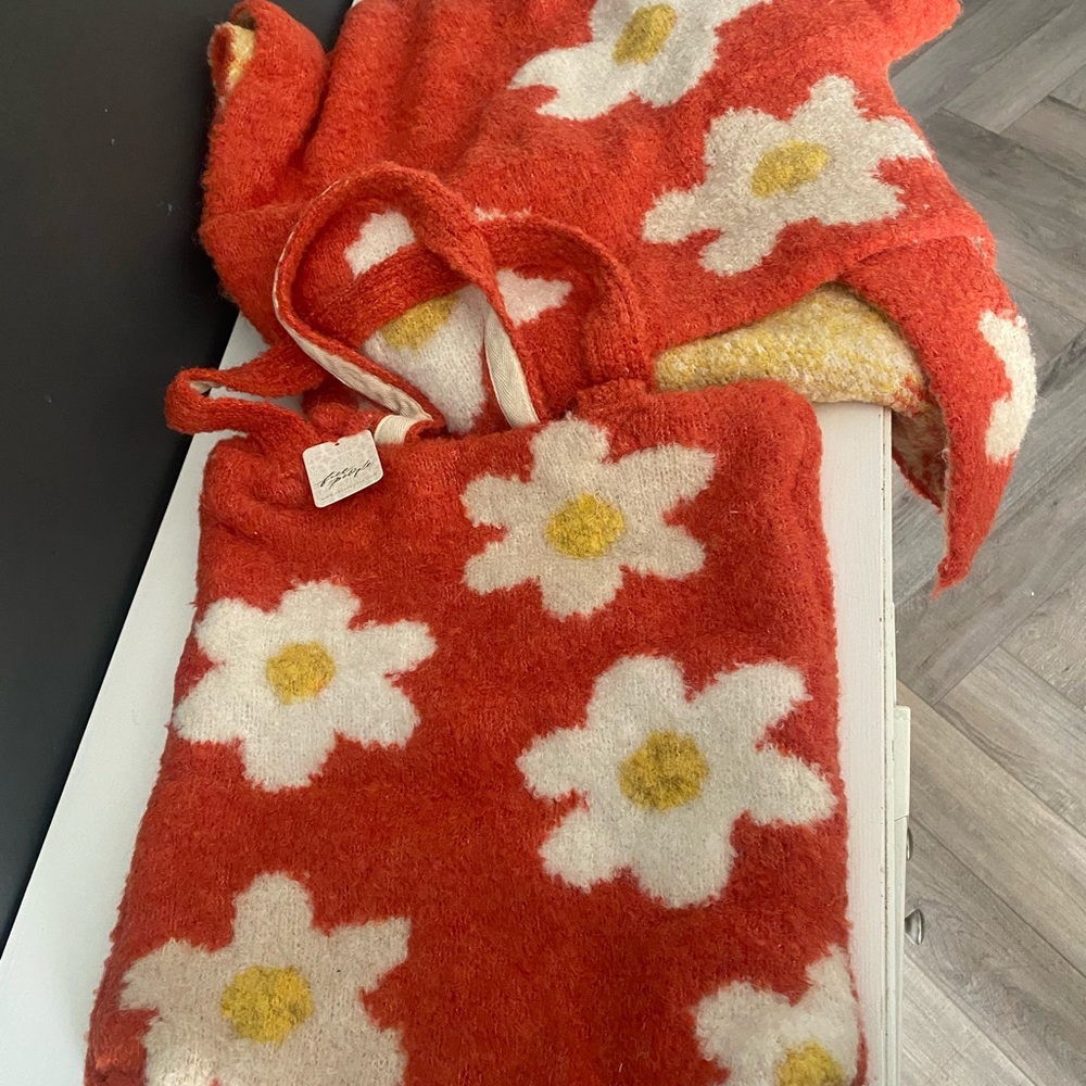 Free People Floral dark orange and White Tote Bag with wrap